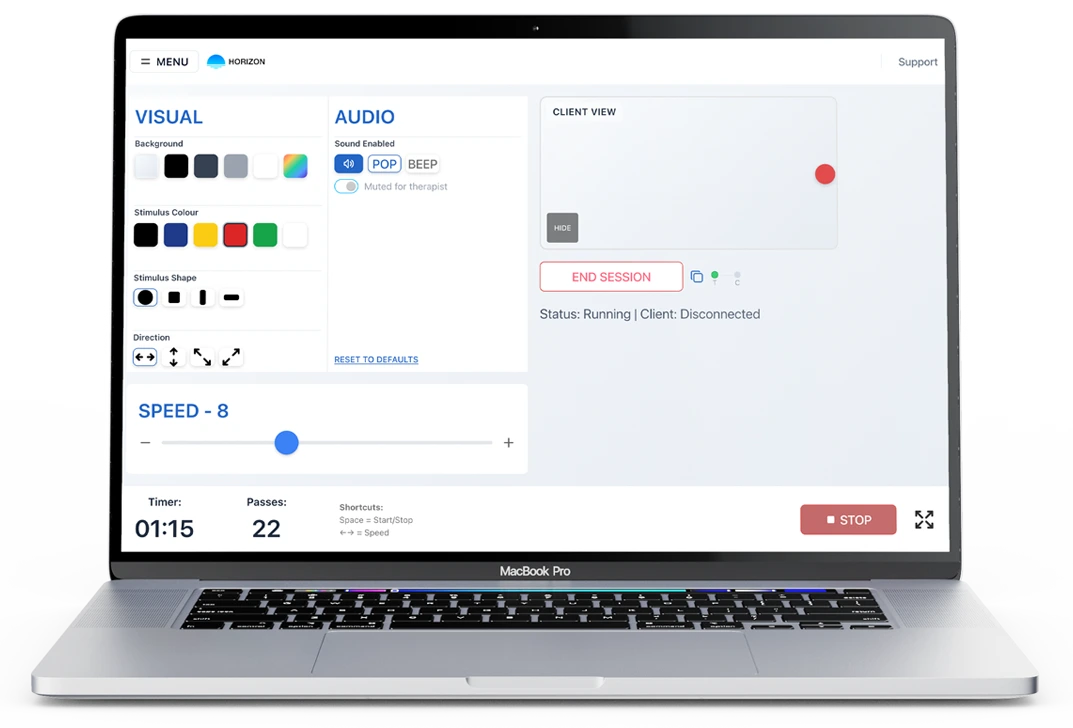Screenshot of the online free EMDR tool for remote EMDR